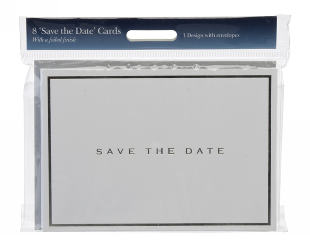 Image of WHSmith Silver Foiled Save The Date Blank Invitations (Pack of 8)