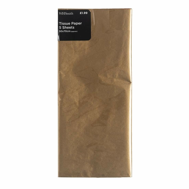 Image of WHSmith Gold Christmas Tissue Paper (Pack of 5)