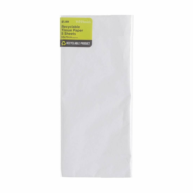 Image of WHSmith 5 Sheets of White Christmas Tissue Paper