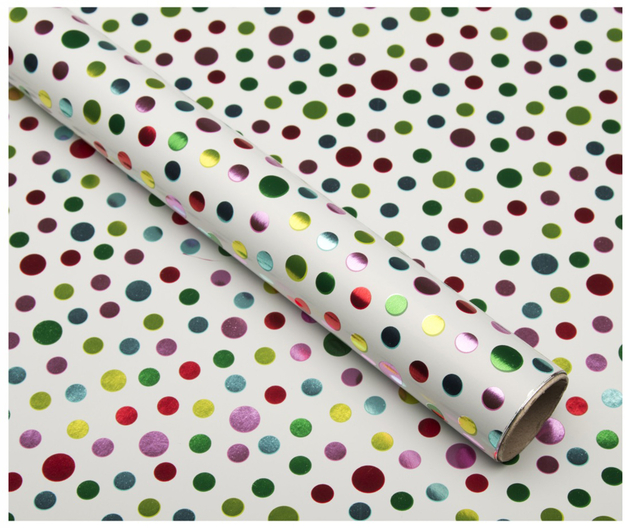 Image of WHSmith Multi Colour Spots Wrapping Paper 2m (1 Roll)