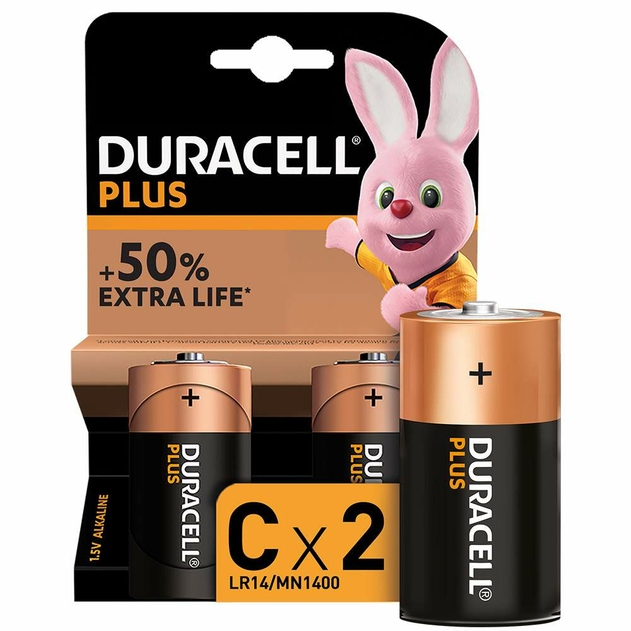 Image of Duracell Plus Power Batteries C (Pack of 2)