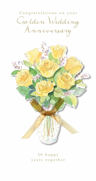 Ling Design Bouquet Of Yellow Roses Golden Anniversary Card Whsmith