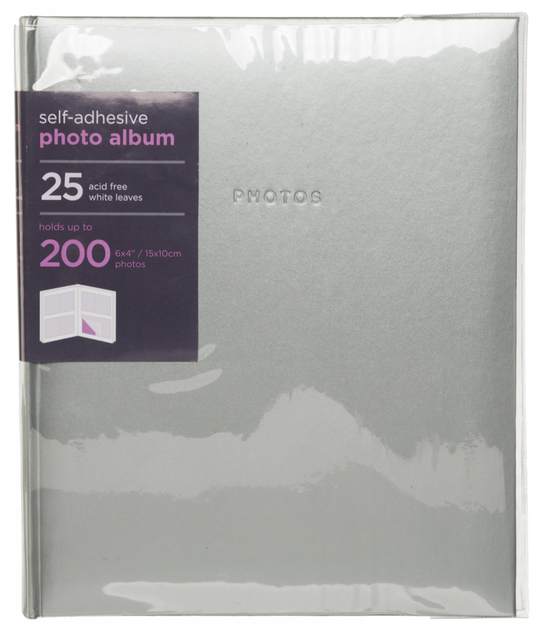 Image of WHSmith Large Silver 6X4 Photo Album 25 White Self-Adhesive Leaves