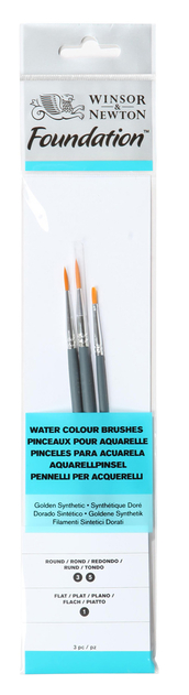 Winsor & Newton Foundation Watercolour Brush Set 11 Short Handle (Pack of 3)