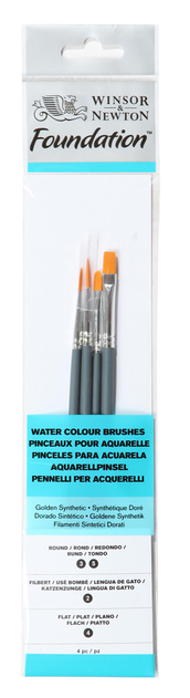 Winsor & Newton Foundation Watercolour Brush Set 14 Short Handle (Pack of 4)