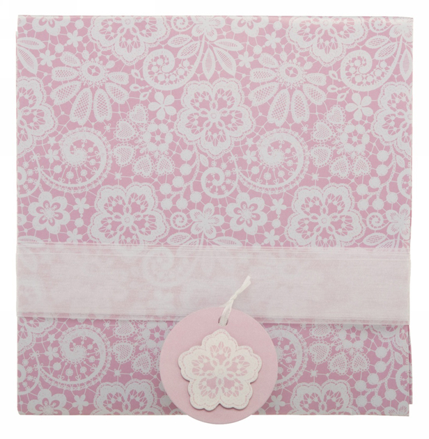 WHSmith Luxury Pink Lace Wrapping Paper (1 Sheet with 1 Tag) image