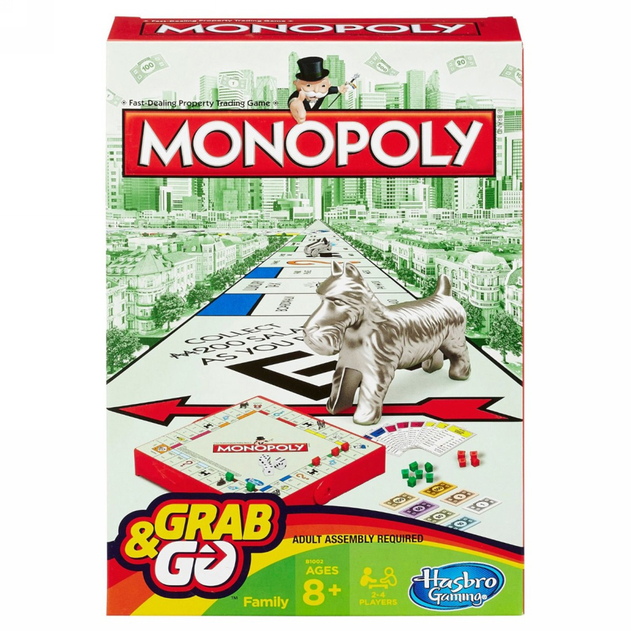 Image of Hasbro Monopoly Grab & Go Travel Game