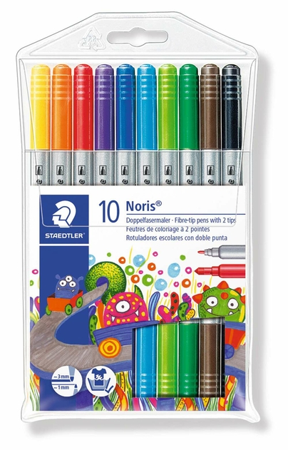 STAEDTLER Noris Double Ended Fibre-Tip Colouring Pens (Pack of 10)