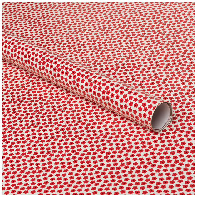 WHSmith Red Ditsy Floral Wrapping Paper 2m (1 Roll ) image