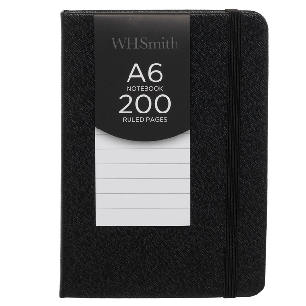 WHSmith Black Hardback A6 Notebook WHSmith