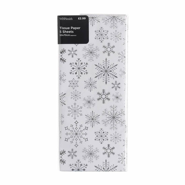 Image of WHSmith Silver Snowflake Christmas Tissue Papers (Pack of 5)