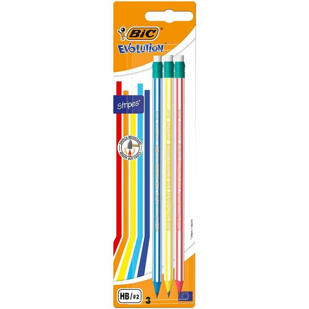 BIC Evolution Stripe HB Pencils (Pack of 3)