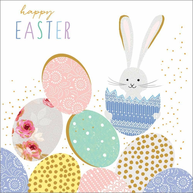 Image of Portfolio Pretty Eggs and Bunny Easter Card