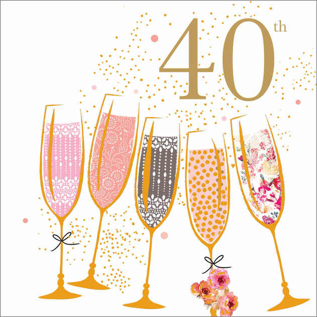 Image of Portfolio Foil & Glitter Champagne 40th Birthday Card