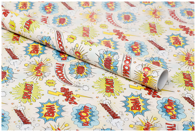 Image of WHSmith Superhero Phrases Wrapping Paper 2m (1 Roll )