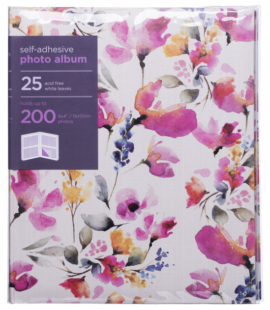 Image of WHSmith Fleur Floral Watercolour Photo Album 25 Self-Adhesive Leaves