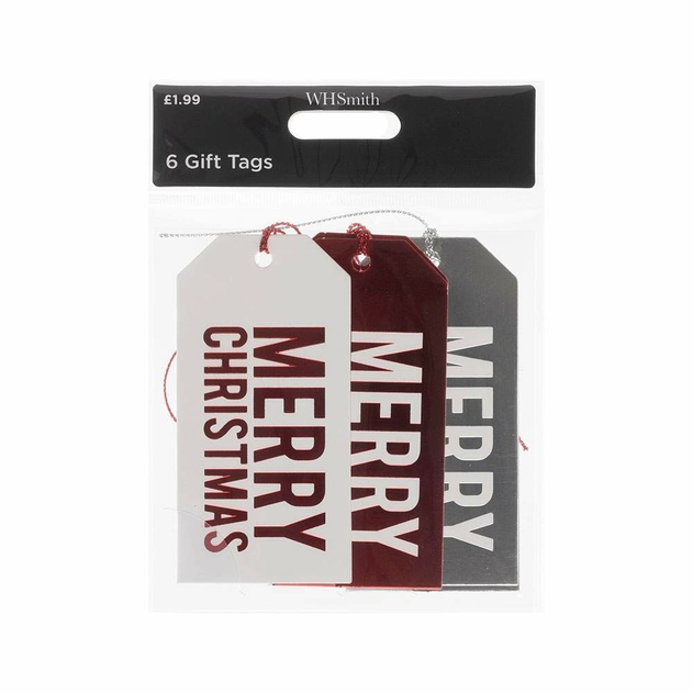 Image of WHSmith Merry Christmas Message Christmas Gift Tags (Pack of 6)