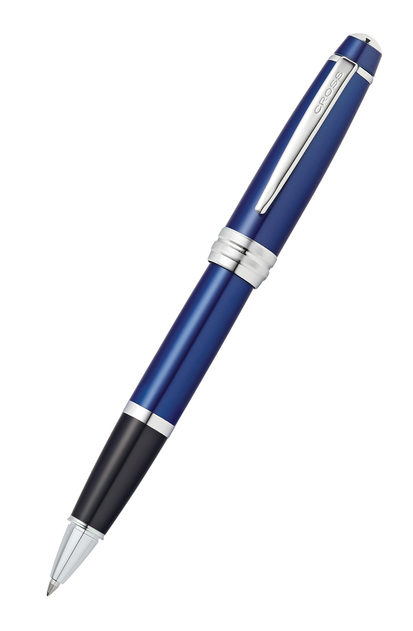 Cross Bailey Blue Lacquer Rollerball Pen With Polished Chrome Appointments