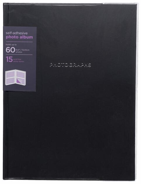 Image of WHSmith Black Kraft A4 Photo Album 15 White Self-Adhesive Leaves