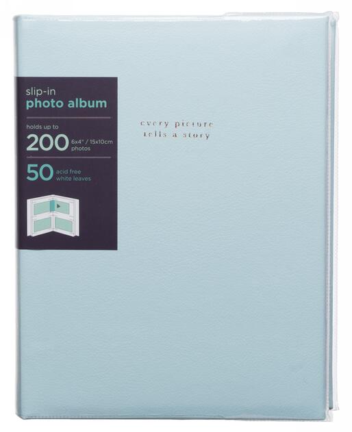 Image of WHSmith Pastel Blue Every Picture 6x4 Photo Album 50 White Slip-in Leaves