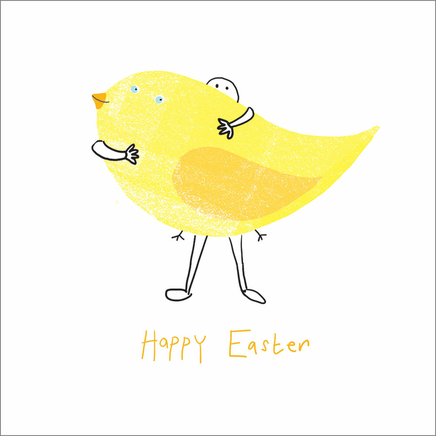 Image of Portfolio Hugging a Giant Chick Easter Card