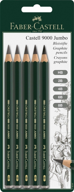 Faber-Castell Castell 9000 Jumbo Graphite Pencils (Pack of 5)