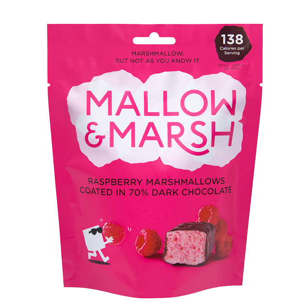 Image of Mallow & Marsh Raspberry Marshmallows Coated in 70% Chocolate