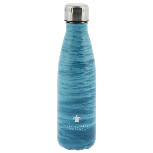 Image of WHSmith Plastic Free Oceans 500ml Stainless Steel Insulated Water Bottle