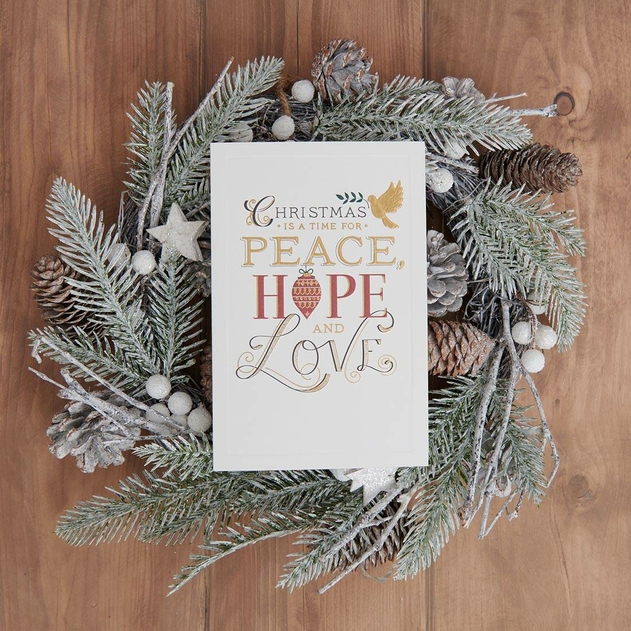 Image of WHSmith Peace Hope and Love Christmas Card