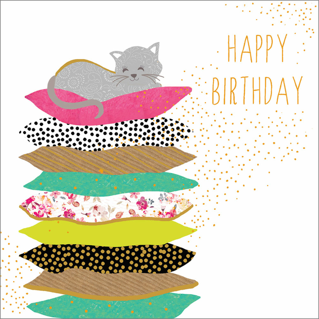 Image of Portfolio Foil & Glitter Cat Nap Birthday Card