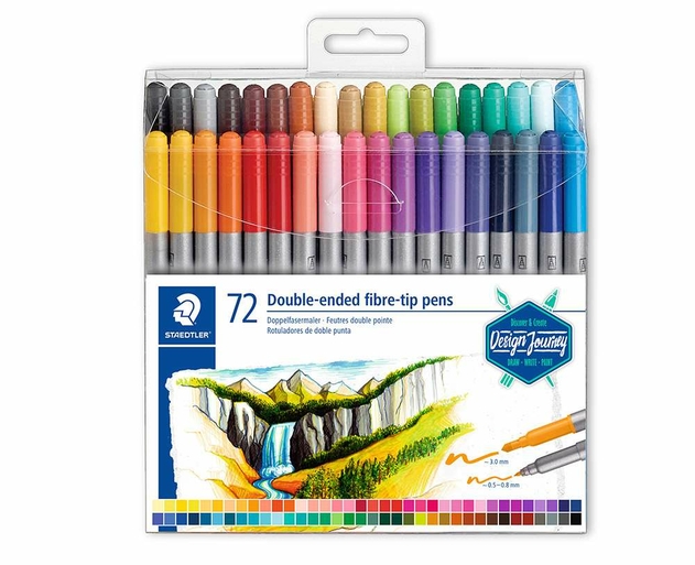 STAEDTLER Design Journey Double Ended Fibre-Tip Colouring Pens (Pack of 72)