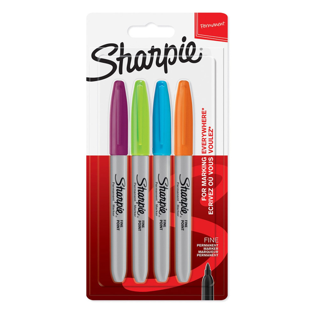 Sharpie Permanent Markers, Fine Tip, Assorted Fun Colours, (Pack of 4)