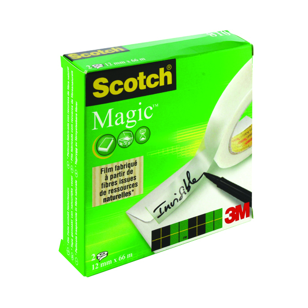 Image of 3M Scotch Magic Tape 810 12mm x 66m (Pack of 2) 8101266