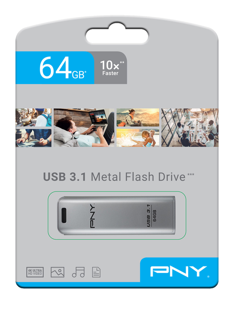 PNY 64 GB Elite Steel USB 3.1 Flash Drive