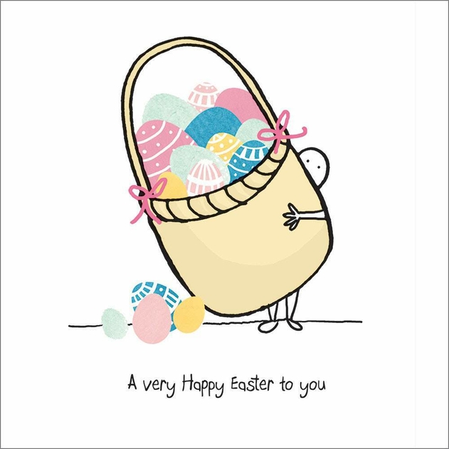 Image of Portfolio Hugging a Giant Basket of Eggs Easter Card