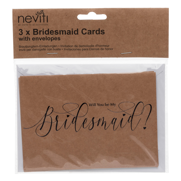 Image of Neviti Hearts & Krafts Bridesmaid Cards with Envelopes (Pack of 3)