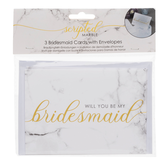 Image of Neviti Scripted Marble Bridesmaid Cards with Envelopes (Pack of 3)