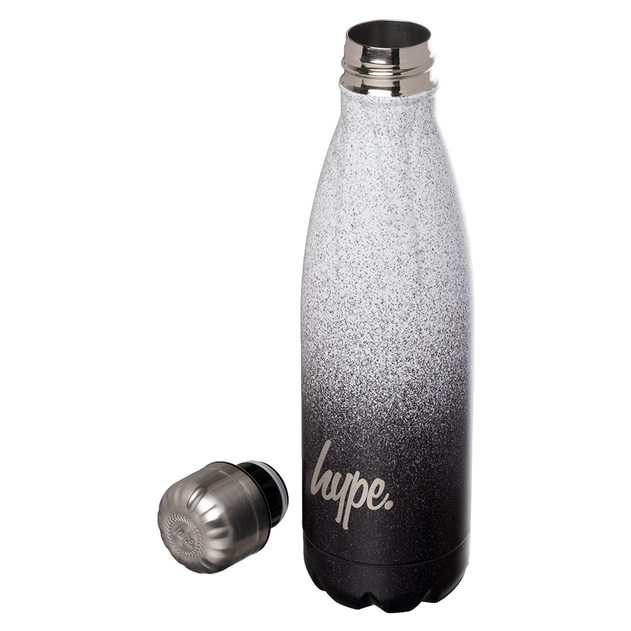 Image of Hype Black and White Speckle Fade 500ml Stainless Steel Metal Water Bottle
