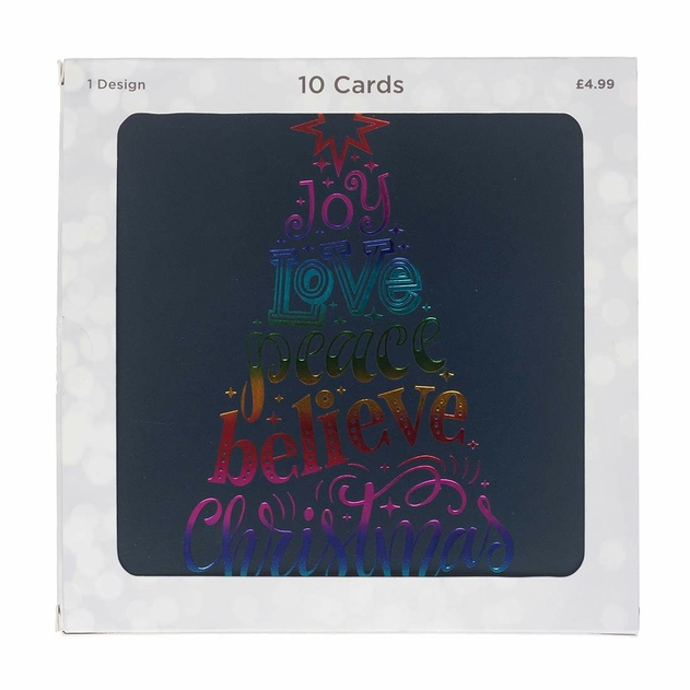 Image of WHSmith Neon Tree Recyclable Christmas Cards Pack of 10
