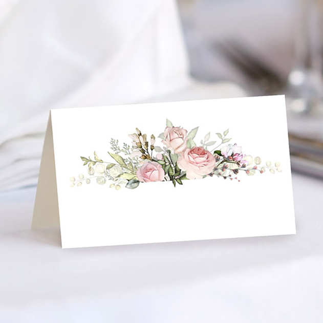 Image of Dotty About Paper Wedding Place Cards Pink Roses & Greenery (Pack of 10)