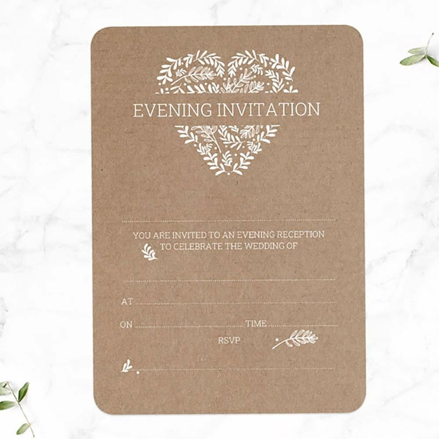 Image of Dotty About Paper Wedding Evening Invitations Rustic Heart (Pack of 10)