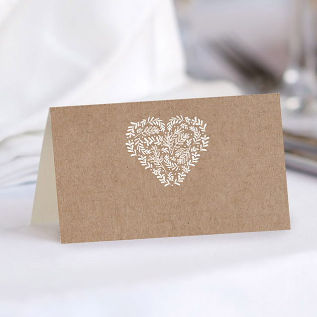 Image of Dotty About Paper Wedding Place Cards Rustic Heart (Pack of 10)