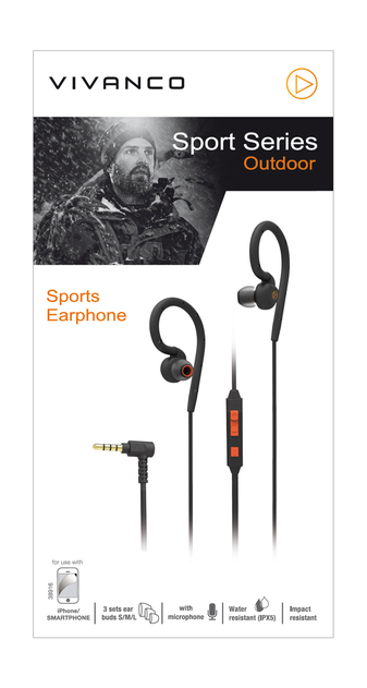 Image of Vivanco Outdoor Sport Black and Orange Earphones