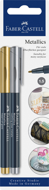 Faber-Castell Creative Studio Gold and Silver Metallic Marker Pens (Pack of 2)
