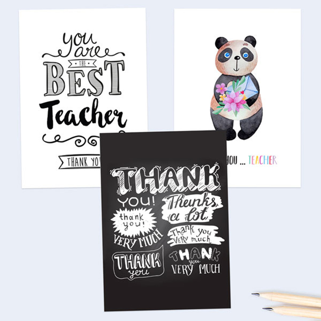 Image of Dotty About Paper Chalkboard Teacher Thank You Cards (Pack of 6)
