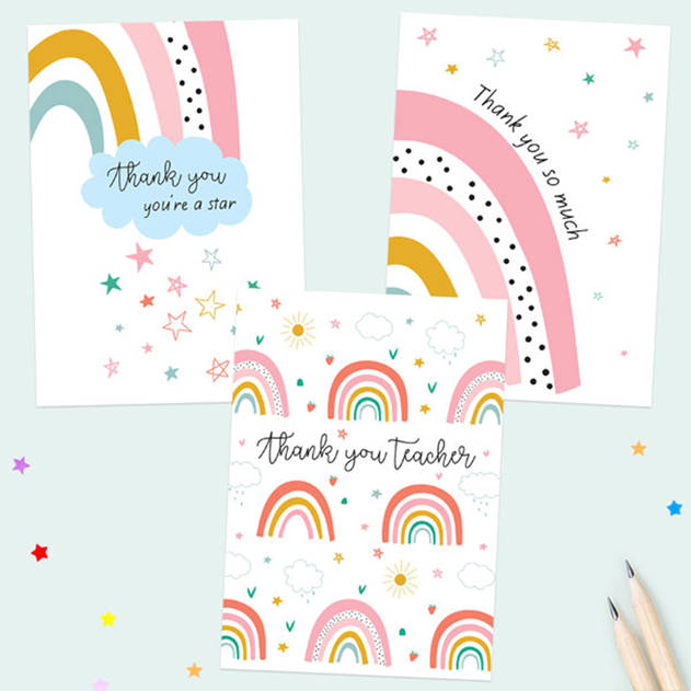 Image of Dotty About Paper Chasing Rainbows Teacher Thank You Cards Mixed (Pack of 6)