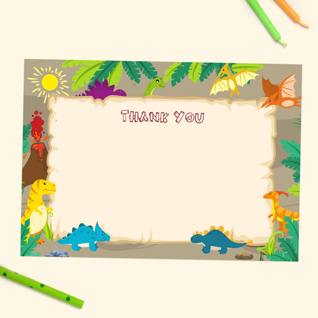 Image of Dotty About Paper Ready to Write Kids Thank You Cards Dinosaur World (Pack of 10)