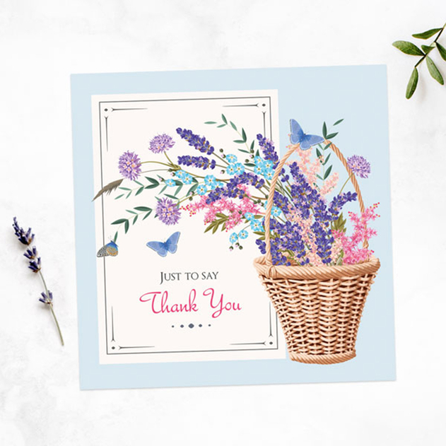 Image of Dotty About Paper Ready to Write Thank You Cards Flower Basket (Pack of 10)