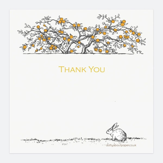 Image of Dotty About Paper Thank You Tree & Rabbit - Postcard (Pack of 10)