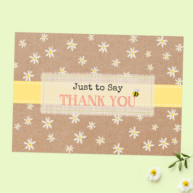 Image of Dotty About Paper Ready to Write Thank You Cards Kraft Daisies (Pack of 10)
